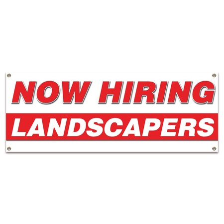 Signmission Now Hiring Landscapers Banner Apply Inside Accepting Application Single Sided B-30266